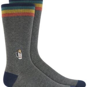 Men's BAR III BEER MUG Socks Charcoal Gray Stripe New